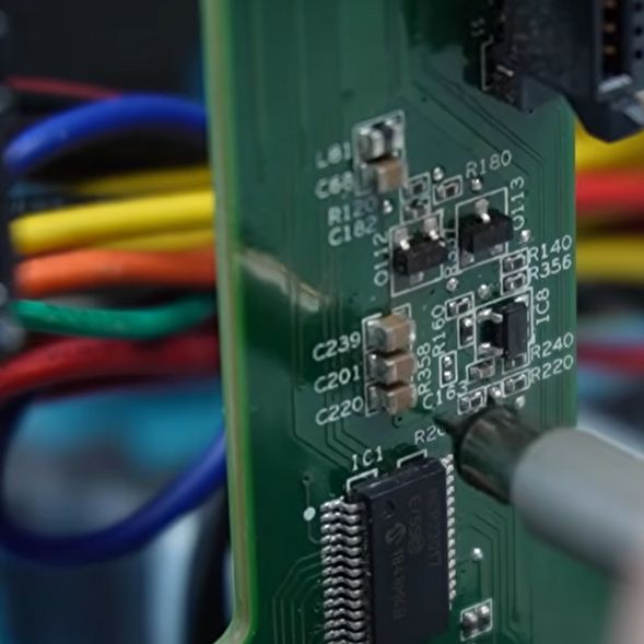 Controlador de ventiladores del arreglo LaCie sobre la mesa de trabajo