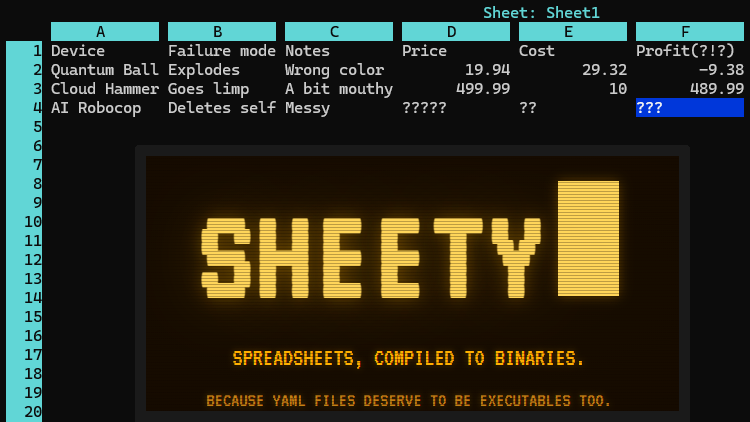 Sheety Turns Spreadsheets Into Binaries  For Some Reason