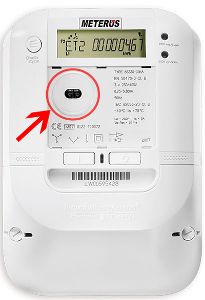 IR transceiver port on IEC 62056-enabled smart meter. (Credit: WMKrieling, Wikimedia)
