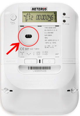 IR transceiver port on IEC 62056-enabled smart meter. (Credit: WMKrieling, Wikimedia)