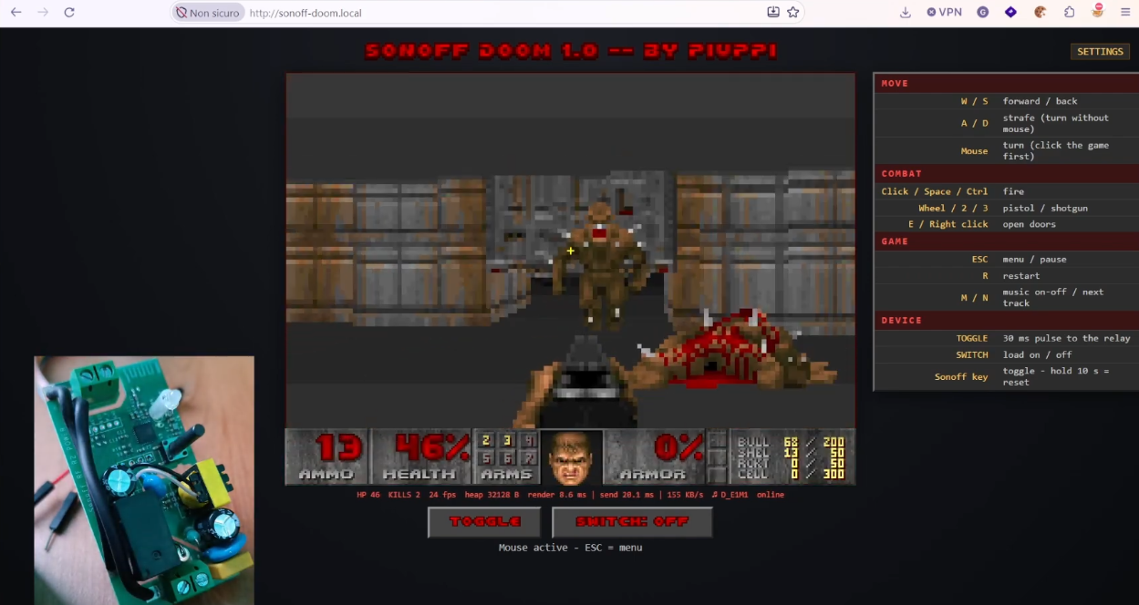 Running DOOM  Sort Of  on a Sonoff Smart Switch